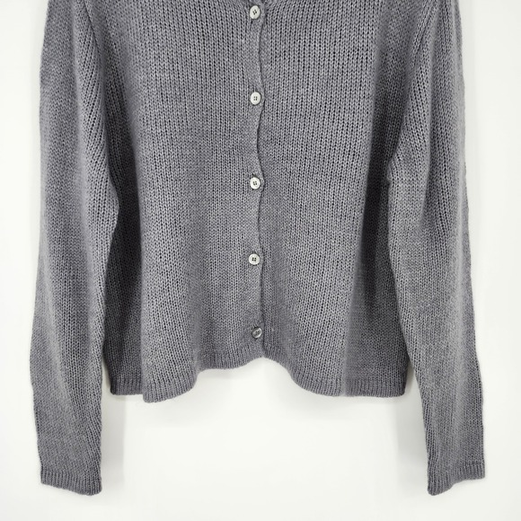 NIA Grey‎ Wool Blend Knit Cardigan Womens Plus Size Scandi Chic Maximalism Boxy - Picture 4 of 8